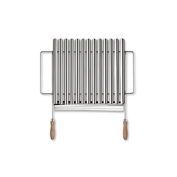 Nastavitelný BIO grilovací rošt DEOS 50-70 x 42 cm s dřevěnými rukojeťmi
